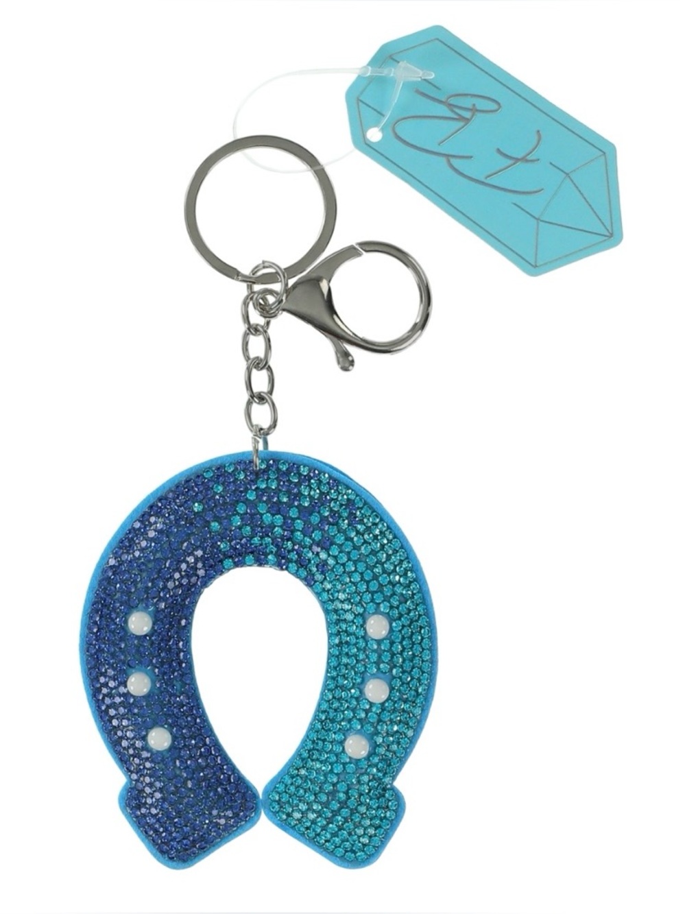 Crystal Horseshoe Keychain - Blue Teal
